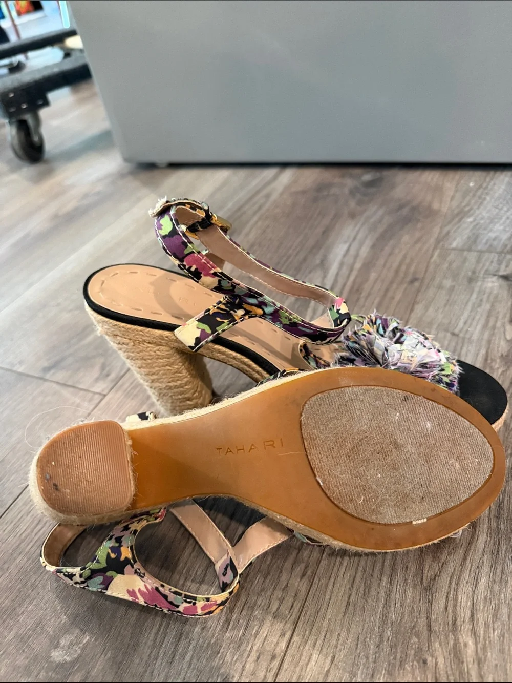 TAHARI Floral Pom-Pom Espadrille Heels - Women